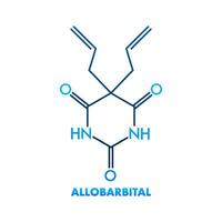 alobarbital químico Fórmula. ilustração para médico Projeto. molecular estrutura. vetor