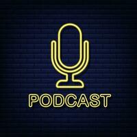 podcast. néon distintivo, ícone, carimbo logotipo vetor estoque ilustração