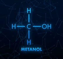 metanol conceito químico Fórmula ícone rótulo, texto Fonte vetor ilustração.