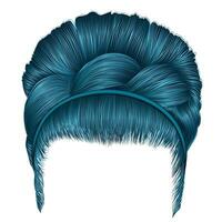 retro Penteado babette com pigtail.women azul cabelos . moda beleza . vetor