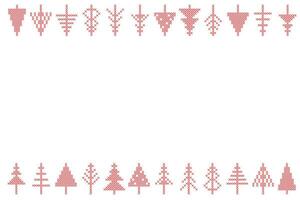 conjunto do Natal árvore camponês folk rústico motivo. linha, trança, quadro, fronteira a partir de Cruz ponto abeto árvore vetor