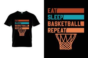 comer dormir basquetebol repetir engraçado basquetebol presente camiseta vetor
