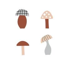 conjunto de cogumelos de ilustrações vetoriais isolado no branco. vetor