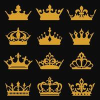 coleção do ouro rei e rainha coroas. vetor ilustração