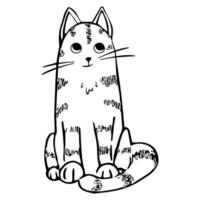 fofa gato, gatinho dentro linha rabisco estilo emocional personagem isolado em branco fundo. quadrinho animal desenho. vetor ilustração