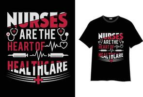 design de camiseta de enfermagem vetor
