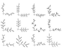 mão desenhada conjunto de borda de canto vetor