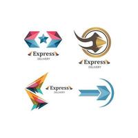 ícone de seta logotipo expresso e ilustração vetorial rápido modelo vetor