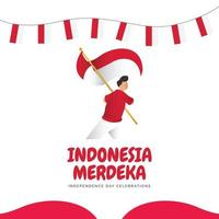 modelo de banners do dia da independência da Indonésia. vetor