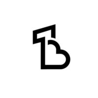 um coração 1 b letra logotipo preto ícone design de vetor