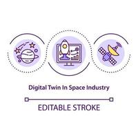 gêmeo digital no ícone do conceito da indústria espacial