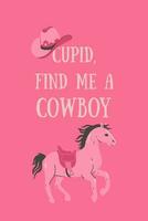cartão postal ou poster dentro Rosa com uma cavalo e uma vaqueiro chapéu. vetor gráficos.