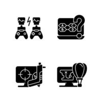 jogos cooperativos ícones de glifo preto definidos no espaço em branco vetor