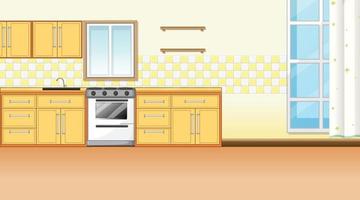 design de interiores de cozinha com móveis vetor
