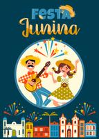 Feriado da América Latina, a festa junina do Brasil. Ilustração vetorial vetor