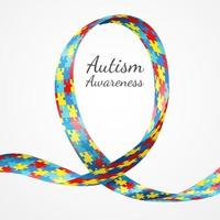 fita de quebra-cabeça colorida para consciência de autismo vetor