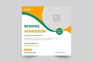 modelo de postagem de banner de admissão para escola, faculdade, universidade vetor