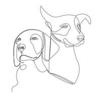 contínuo 1 linha cachorro animal esboço vetor arte desenhando