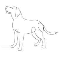 contínuo 1 linha cachorro animal esboço vetor arte desenhando