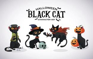 personagem gato preto de halloween vetor