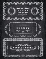 Conjunto de quadros Vintage retrô e bordas. Fundo de quadro de giz vetor