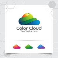 Projeto do vetor do logotipo da nuvem colorida com conceito de cor moderna