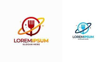 logotipo do planeta alimentar, conceito de design do logotipo mundial de alimentos, logotipo do restaurante vetor
