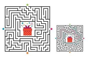 jogo labirinto de labirinto quadrado para crianças. enigma da lógica do labirinto. vetor