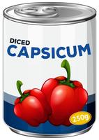 Uma lata de capsicum em cubos vetor