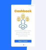 banner cashback, design de vetor móvel