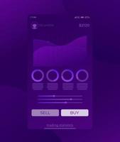 aplicativo de negociação, vetor de design de interface do usuário móvel