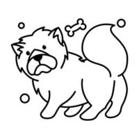 ícone de estilo de contorno de desenho bonito cachorro chow chow vetor