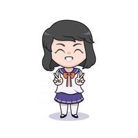 Aluna fofa usando ilustração de uniforme de estudante japonês vetor