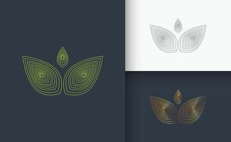 desenho de logotipo natural folha verde dourada e preta vetor