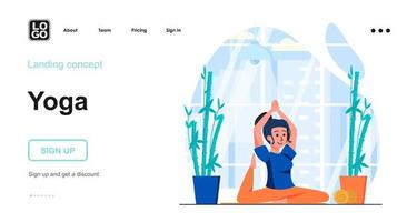 modelo de página de destino de conceito da web de ioga vetor
