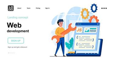 modelo de página de destino de conceito de desenvolvimento web vetor