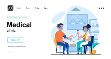 modelo de página de destino de conceito web de clínica médica vetor