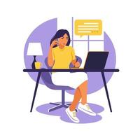 freelance, educação online ou conceito de mídia social. vetor