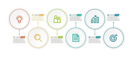 modelo de infográfico de seis opções para apresentação vetor