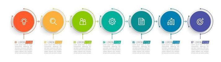 ilustração vetorial modelo de design de infográfico com 7 opções vetor