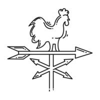 ícone de cata-vento de agricultura. conjunto de ícones desenhado à mão, contorno preto vetor