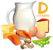 Um conjunto de alimentos com vitamina D vetor
