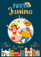 Feriado da América Latina, a festa junina do Brasil. Ilustração vetorial vetor