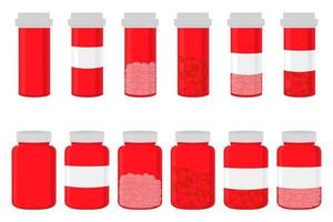ilustração sobre o tema grande conjunto colorido de diferentes tipos de pílulas vetor