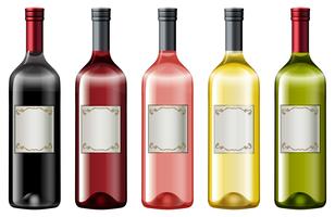 Diferentes cores de garrafas de vinho vetor