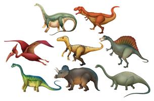 Um conjunto de dinossauros diferentes vetor