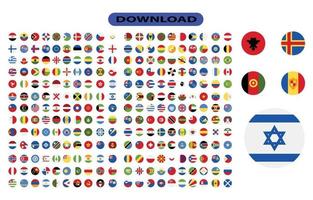 todas as bandeiras nacionais oficiais do mundo. design circular. vetor. vetor