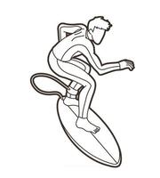 surfista surfista dos desenhos animados vetor