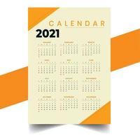 Design de calendário moderno laranja 2021 vetor