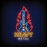 letreiro de néon de heavy metal na parede de tijolos vetor